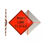 Roll Up Sign & Stand - 48 Inch Right Lane Closed Roll Up Reflective Traffic Sign